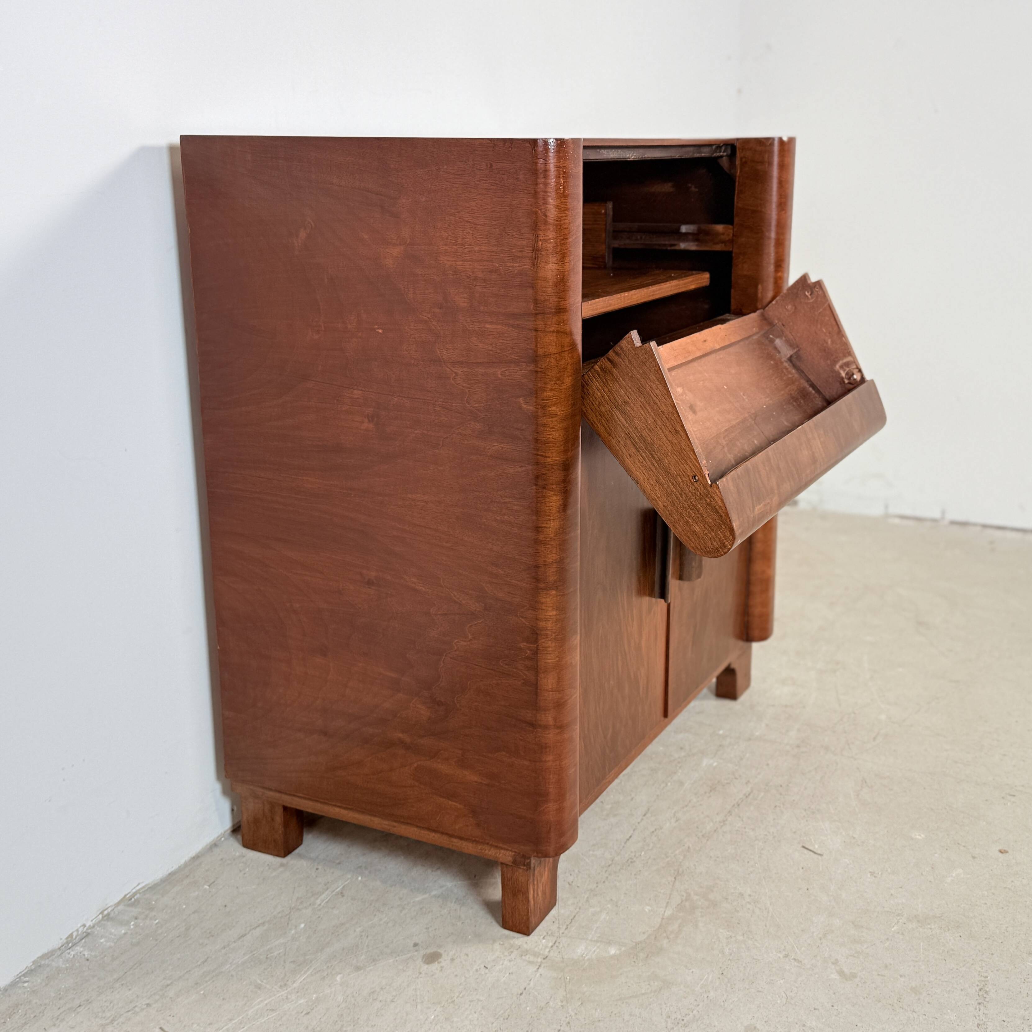 Art Deco audio cabinet with pull-out drawer