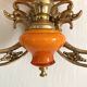 Double wall light in brass and orange opaline, 1960s.