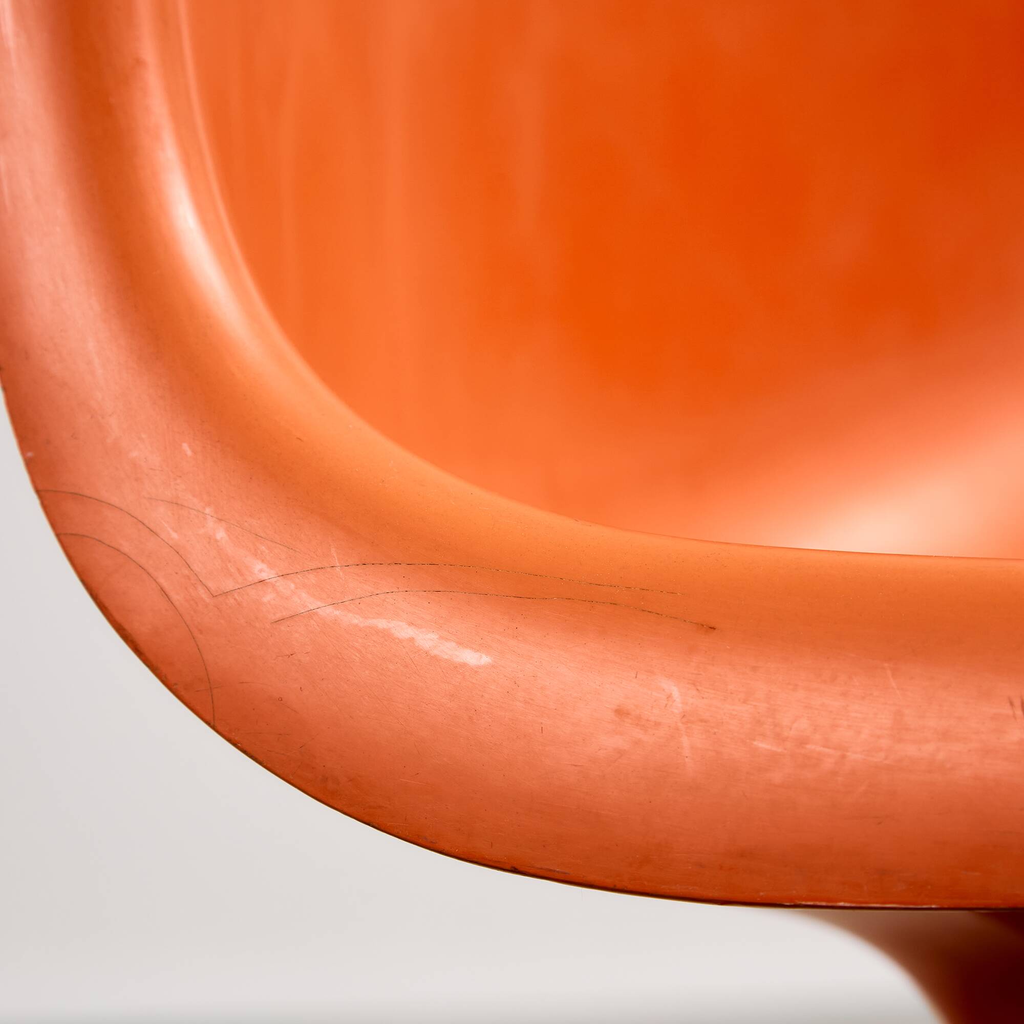 Set of Single-base Orange Molded Chairs, 1970s