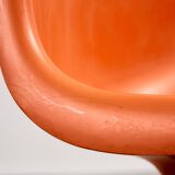Set of Single-base Orange Molded Chairs, 1970s
