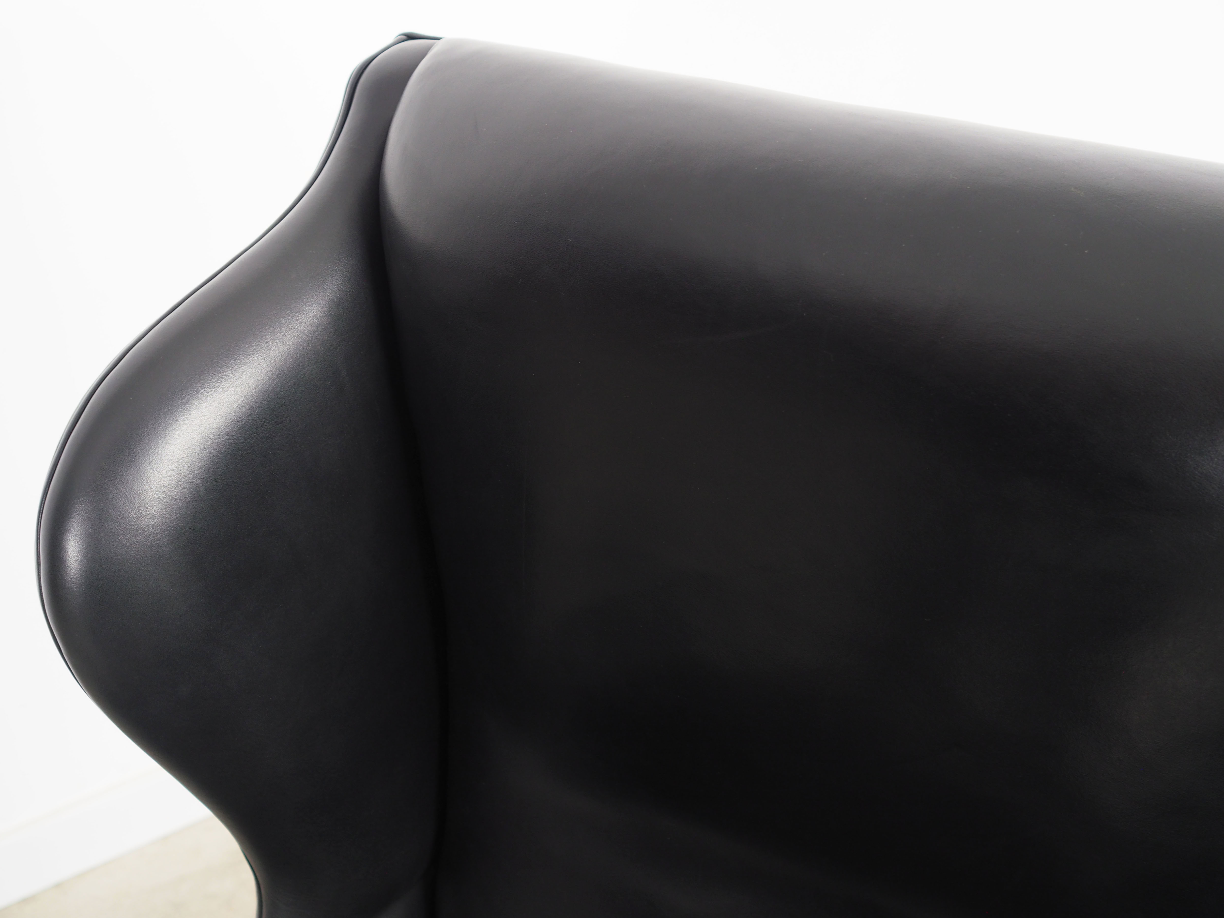 Black leather armchair, Danish design, 1970s, production: Denmark