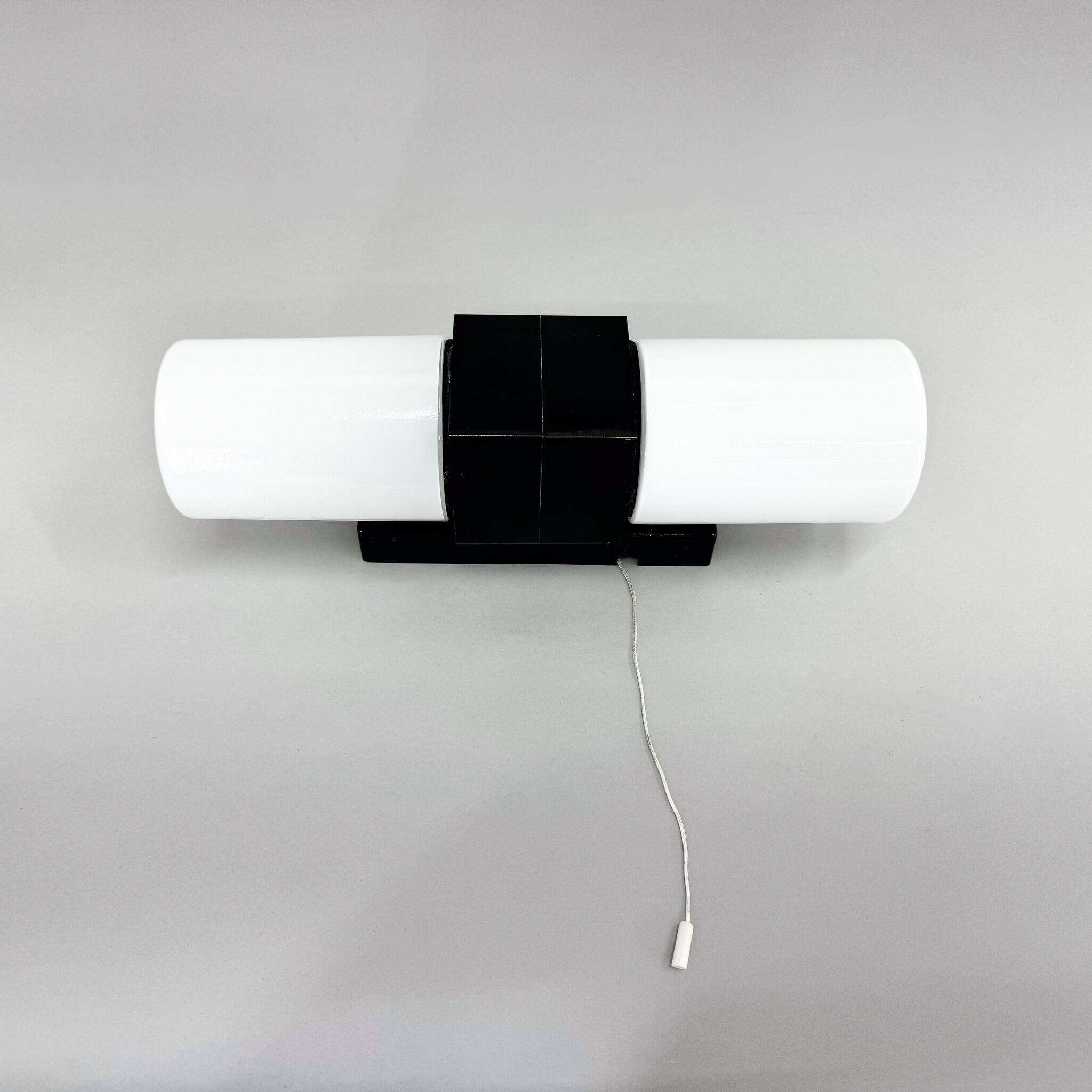 Mid-century Bakelite & Opaline Glass Wall Lamp, Czechoslovakia, 1970's
