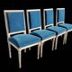Série de 4 chaises style Louis XVI velours bleu