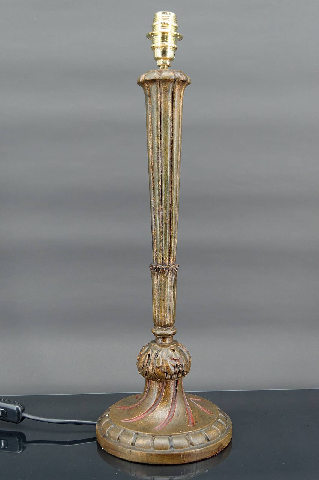 Large Art Deco lamp in gilded wood, France, circa 1920