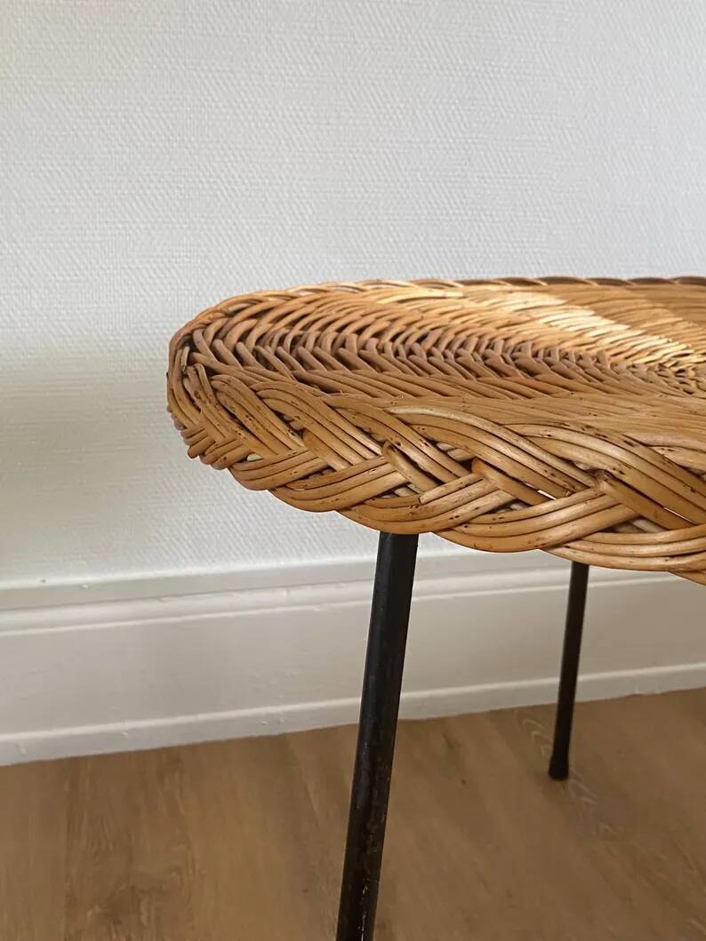 Rattan coffee table by Roberto Mango, Italy 1950s