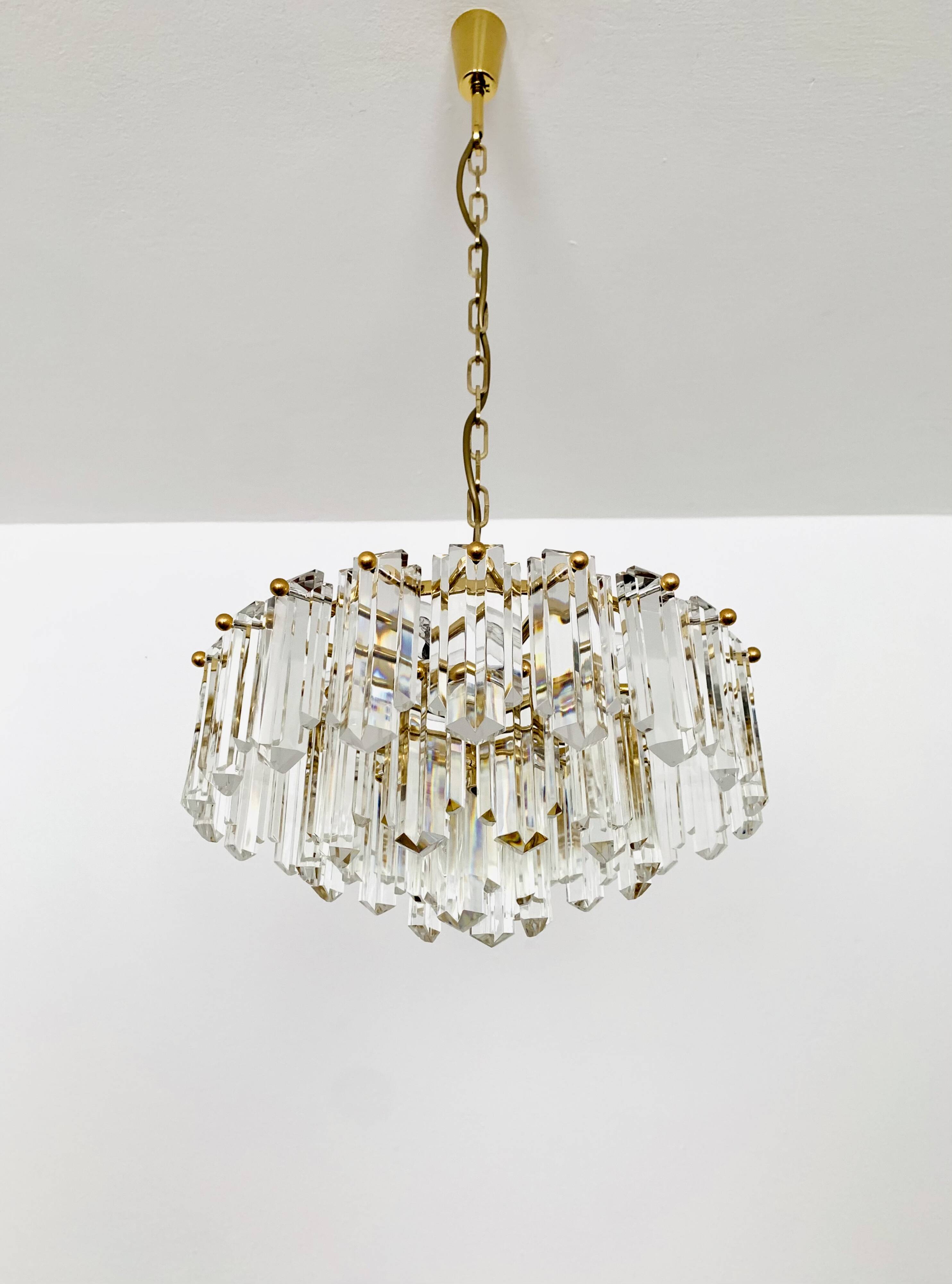 1 of 2 Crystal Glass Chandelier by J.T. Kalmar
