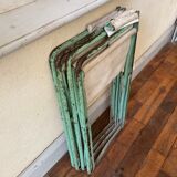 Pair of antique vintage camping metal chairs plianfer