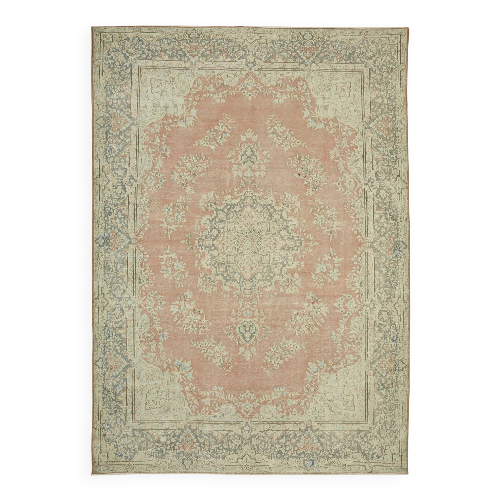 Handmade Oriental Contemporary 1980s 293 cm x 416 cm Beige Wool Carpet
