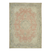 Tapis en laine beige oriental contemporain fait main des années 1980, 293 cm x 416 cm.