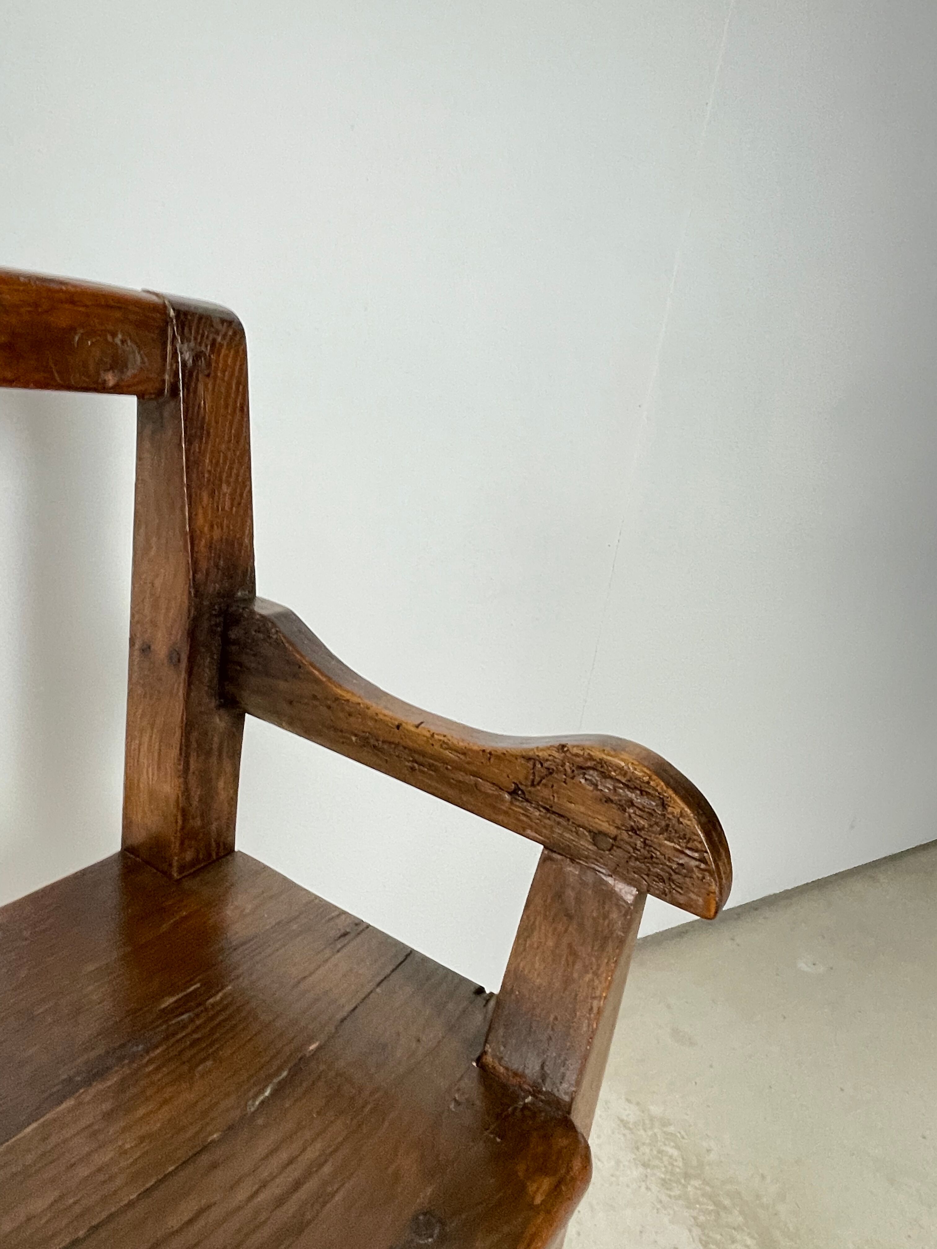 Solid oak bench. Folk art