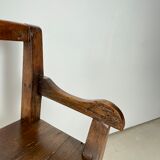 Solid oak bench. Folk art