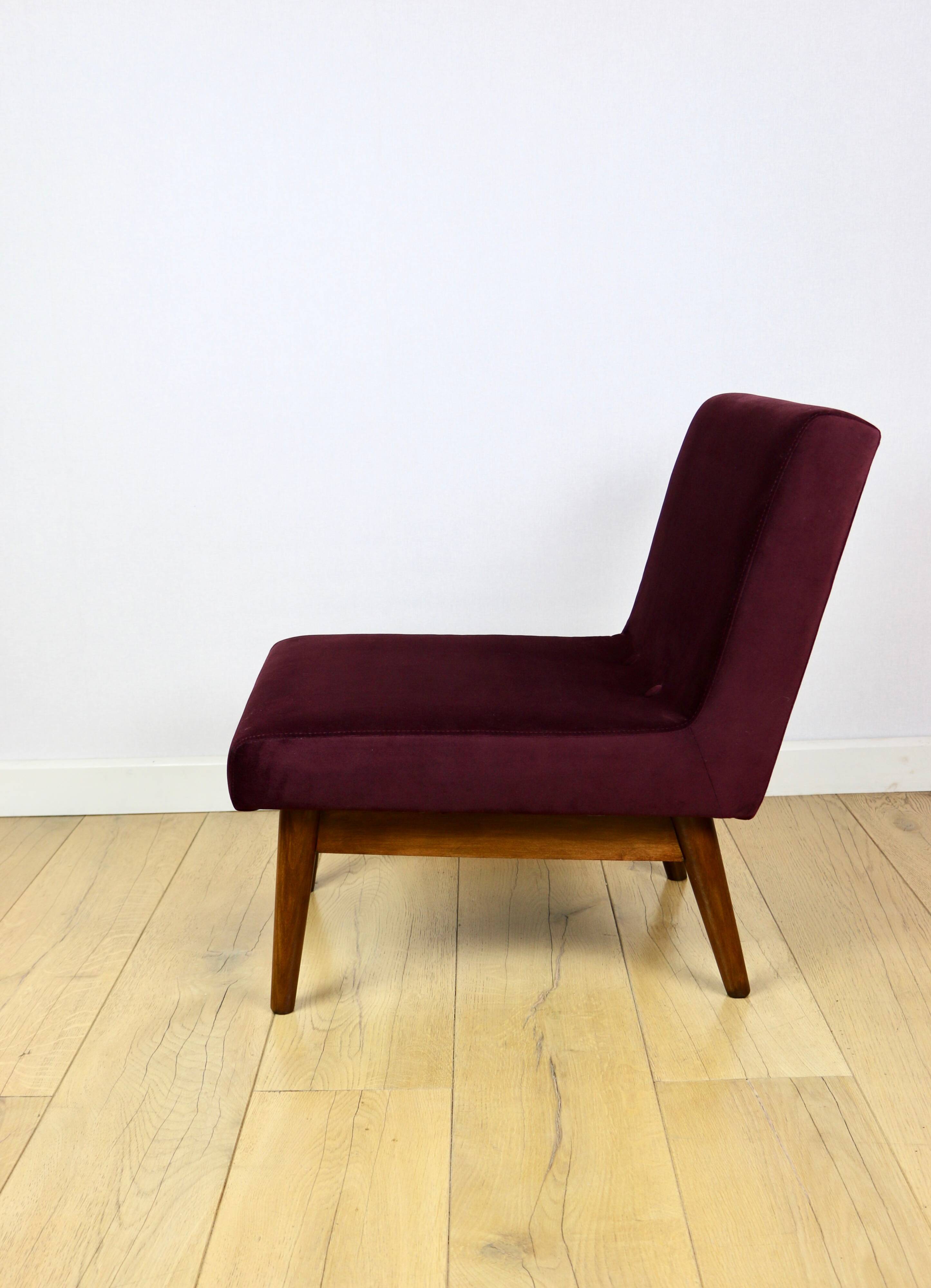 Vintage loft armchair 70s vintage burgundy wine velvet