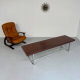 Antique and XXL Italian design coffee table from the 70s, rosewood veneer