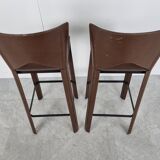 Brazilian leather bar stools, 1980s