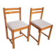 Pair of 80s chairs in pine and checked fabric