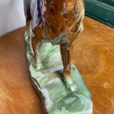 Iridescent ceramic wolf dog, Hubert Béquet