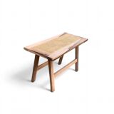 Bohemian Bench in solid wood and cane