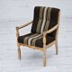 1970s, Danish armchair, furniture wool, solid oak wood.