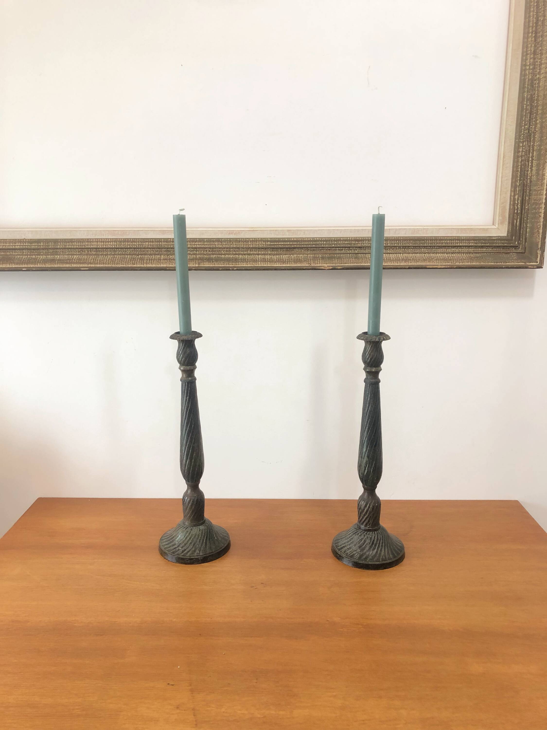 Pair of vintage bronze candlesticks