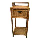 Woven wicker bedside table