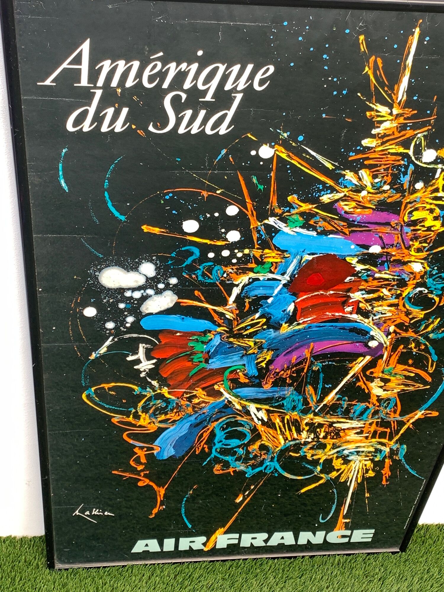 Framed advertising poster Air France by Georges Mathieu, South America, 1967