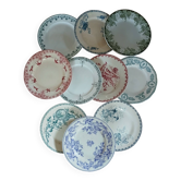 10 antique flat plates in ironstone