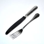 Ercuis set of 2 Trianon metal-plated dessert cutlery with crossed ribbon for cheese starter.