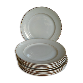 Ten plates Orchis Moulin des loups vintage creams and gold