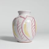 Scandinavian Modern Ceramic Vase with Red & Yellow Leaves, Alingsås Keramik 1947
