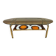Table basse vintage en verre fumée et céramique