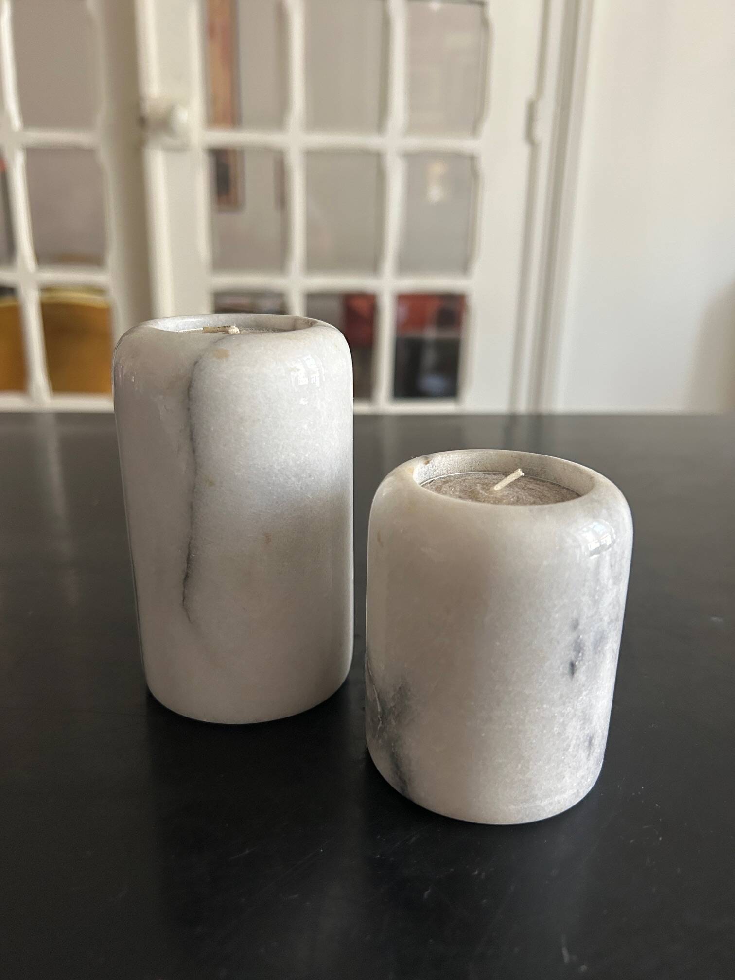 pair of marble candlesticks