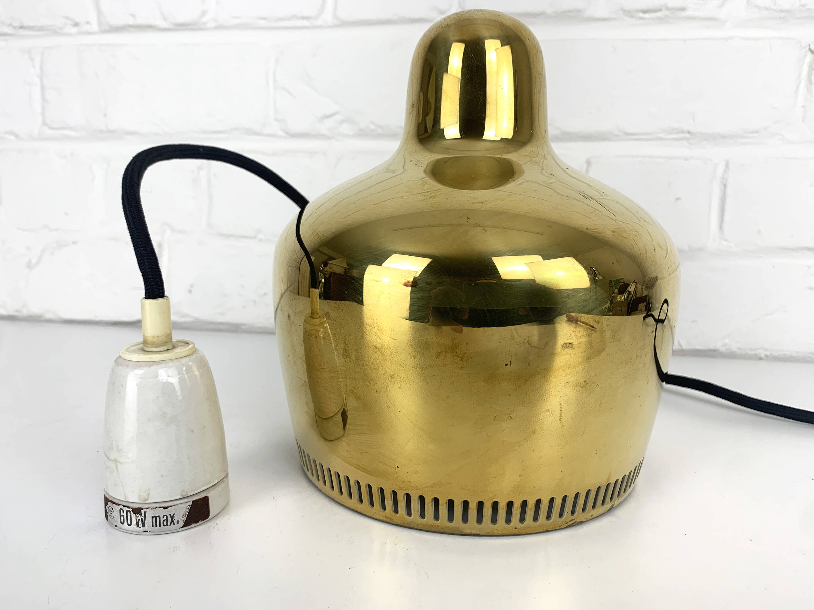Golden Bell brass pendant light Alvar Aalto Louis Poulsen, Denmark 1950s