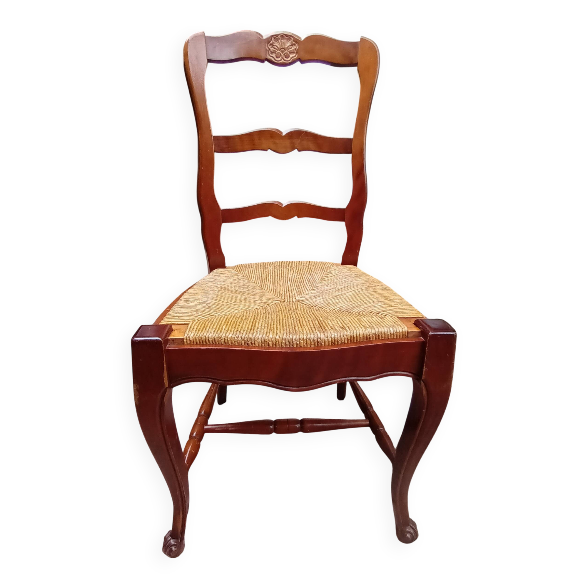 6 cherry wood chairs in Louis XV style