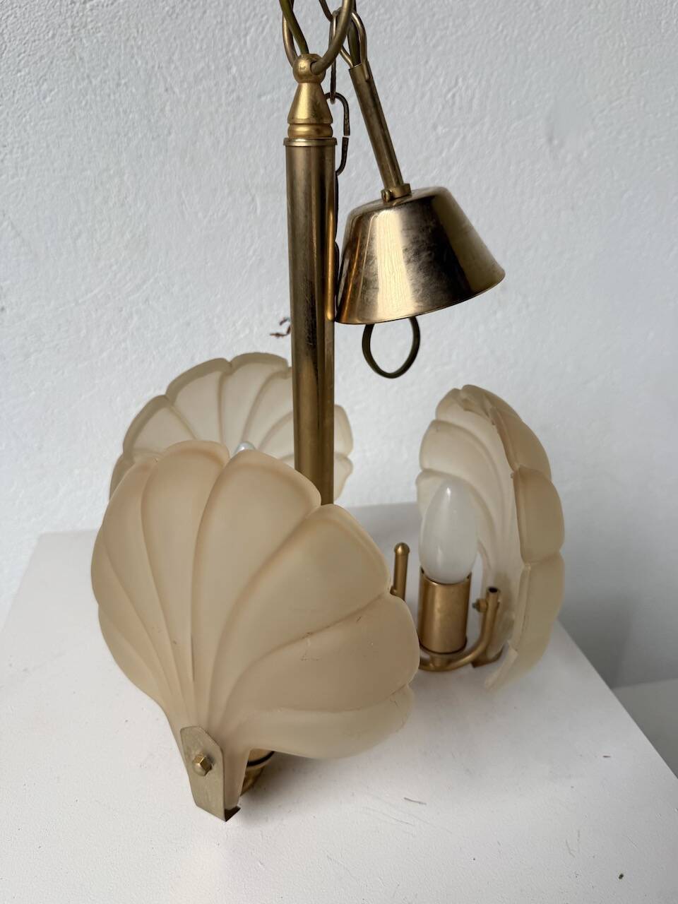 Shell and brass chandelier from the 70s