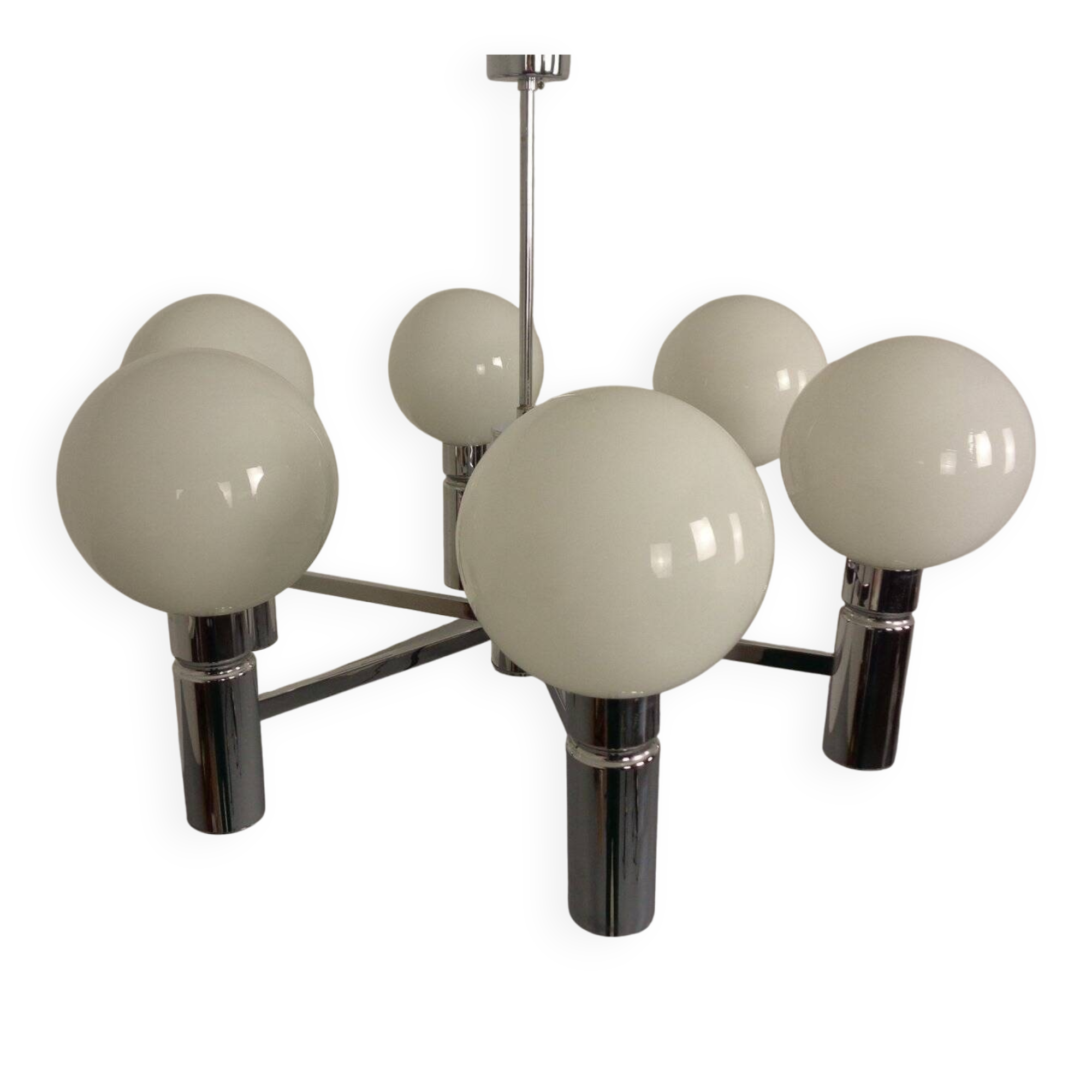 Opaline Glass Pendant Lamp from Sölken Leuchten, Germany, 1960s