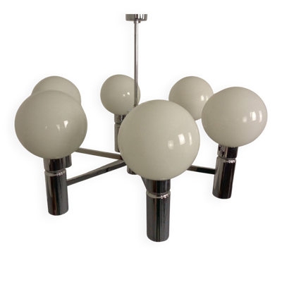Opaline Glass Pendant Lamp from Sölken Leuchten, Germany, 1960s