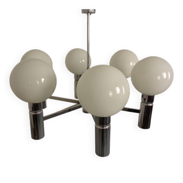 Opaline Glass Pendant Lamp from Sölken Leuchten, Germany, 1960s