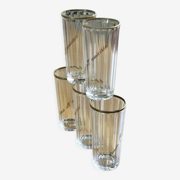 Set of vintage glasses with gold edging