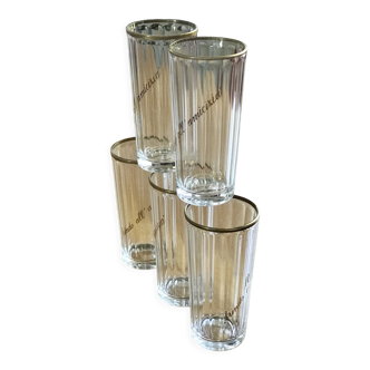 Set of vintage glasses with gold edging