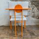 Postmodern orange armchair with bouclé wool fabric, 20th century