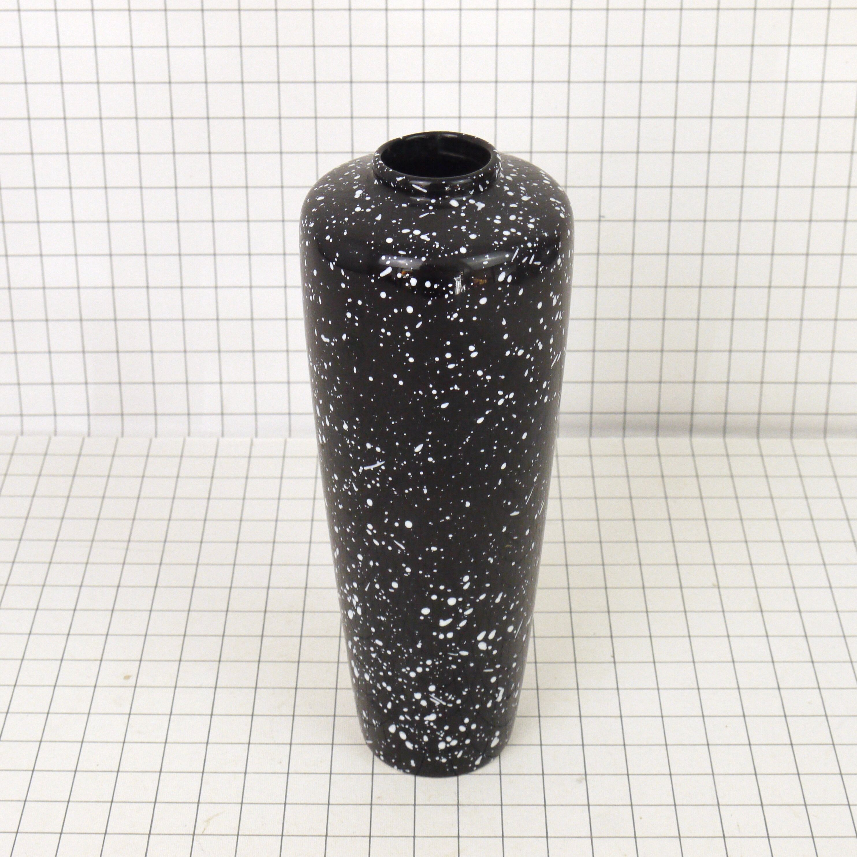Black and white speckled vase