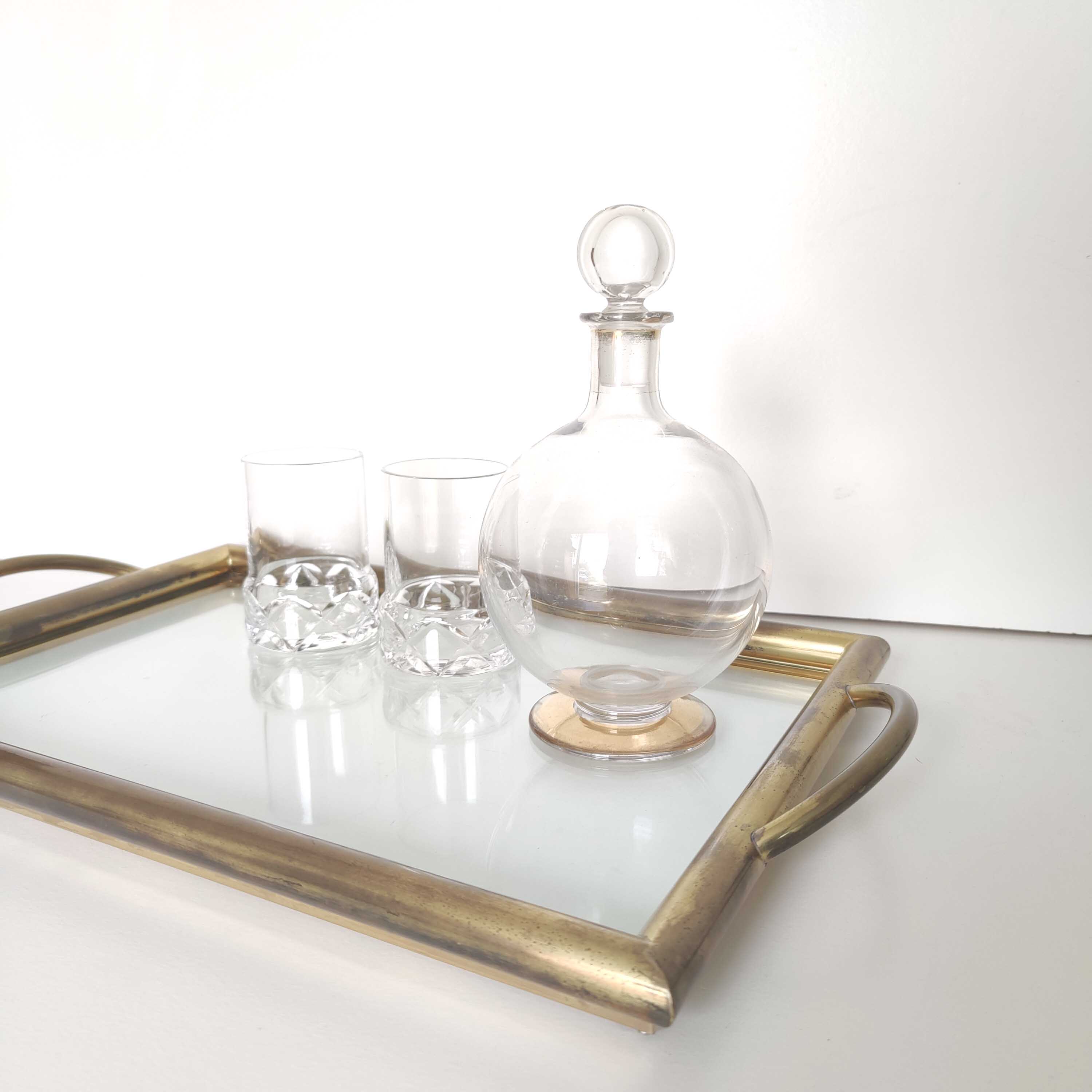 Plateau laiton et verre