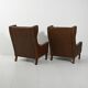 Paire de fauteuils danois vintage en cuir marron