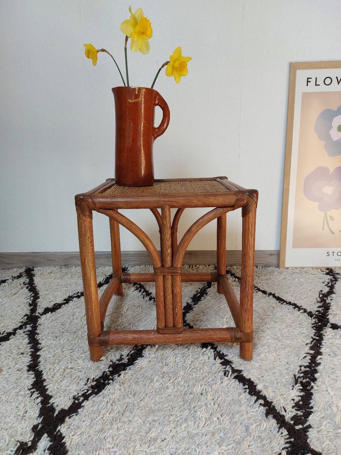 Table d'appoint rotin cannage