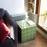 Cube-Side table-Bedside table-Tile-Ceramic-Green-Glossy