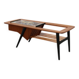 Coffee Table model 210, teak wood and ceramic,by Alfred Hendrickx, Belform