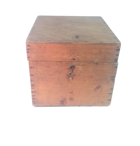 Square box made of raw wood