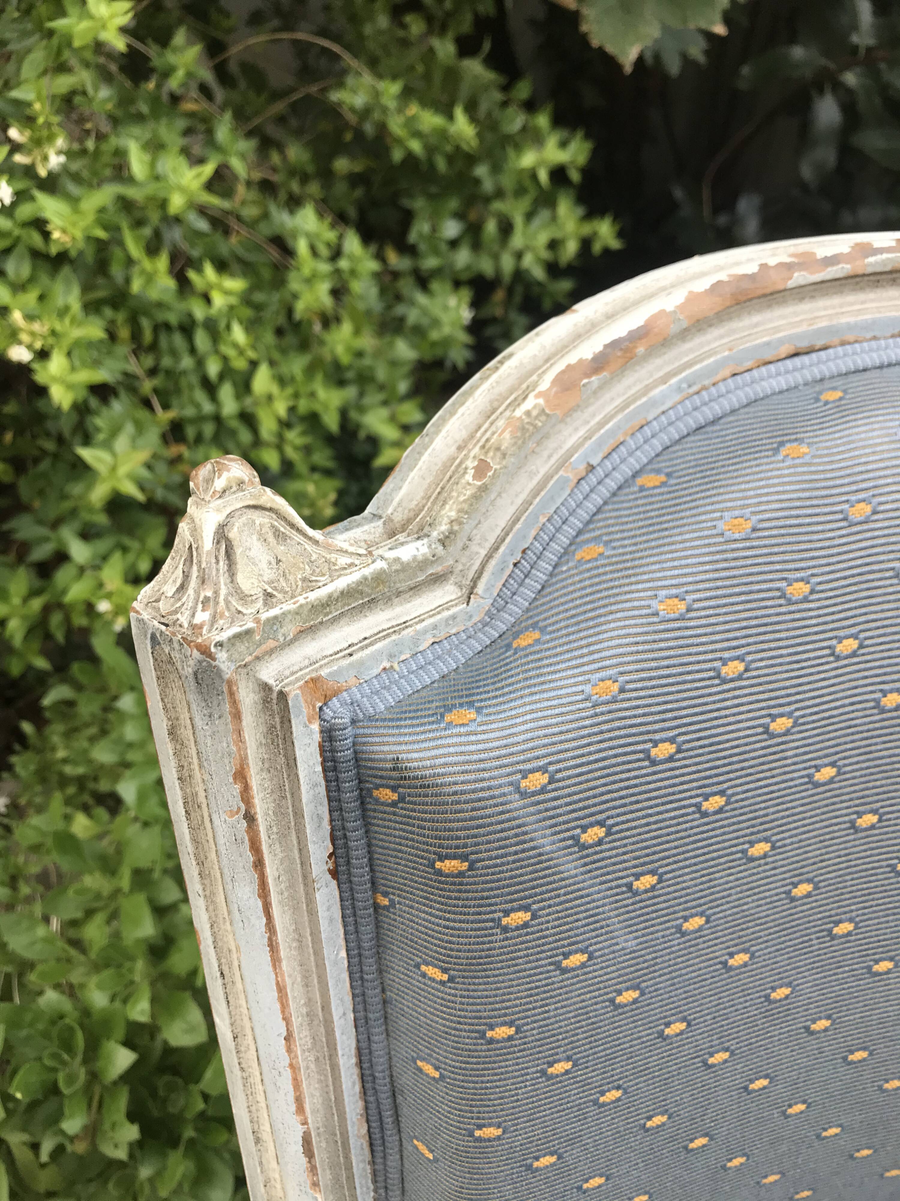 Pair of blue Louis XVI style armchairs