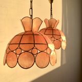 Pair of mother-of-pearl and brass suspensions