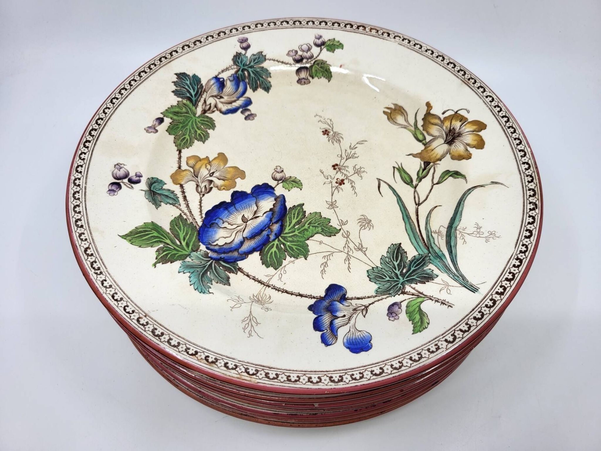 Victorian plate set by Brownfield & Sons model "Texas" England 1880